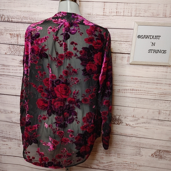 SOLD LIKELY velvet burnout blouse size L - Picture 5 of 11